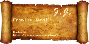 Fronius Jenő névjegykártya